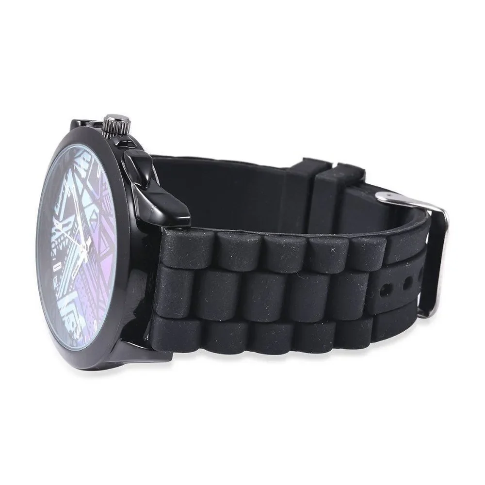 STRADA Geometric Pattern Watch with Black S…